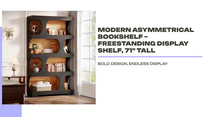 Modern Asymmetrical Bookshelf &ndash; Freestanding Display Shelf, 71" Tall by@Outfy