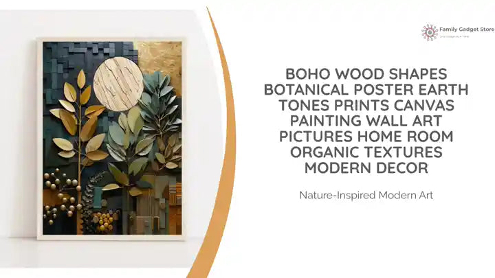 Boho Wood Shapes Botanical Poster Earth Tones Prints Canvas Painting Wall Art Pictures Home Room Organic Textures Modern Decor by@Outfy