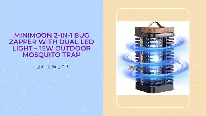 Minimoon 2-in-1 Bug Zapper with Dual LED Light &ndash; 15W Outdoor Mosquito Trap by@Outfy