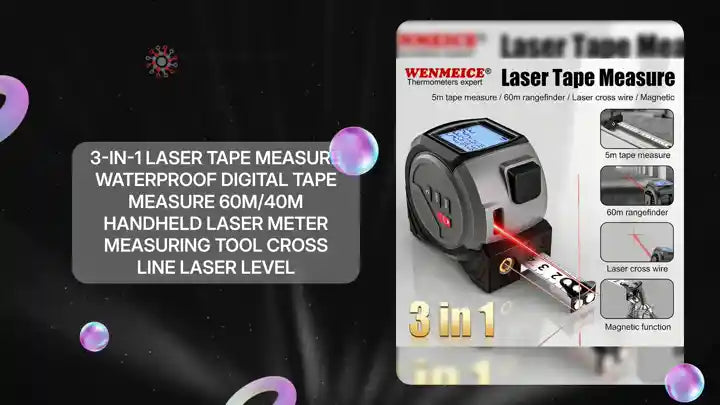 3-In-1 Laser Tape Measure Waterproof Digital Tape Measure 60M/40M Handheld Laser Meter Measuring Tool Cross Line Laser Level by@Outfy