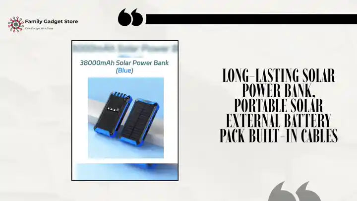 Long-lasting Solar Power Bank, Portable Solar External Battery Pack Built-in Cables by@Outfy