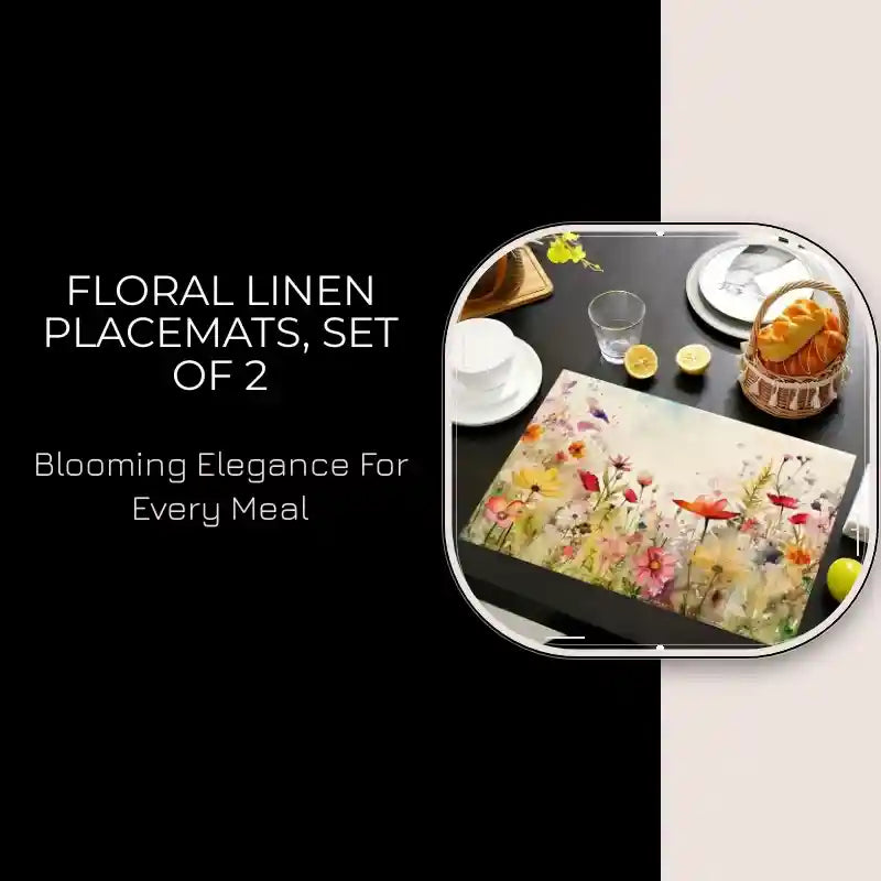 Floral Linen Placemats, Set of 2 by@Outfy