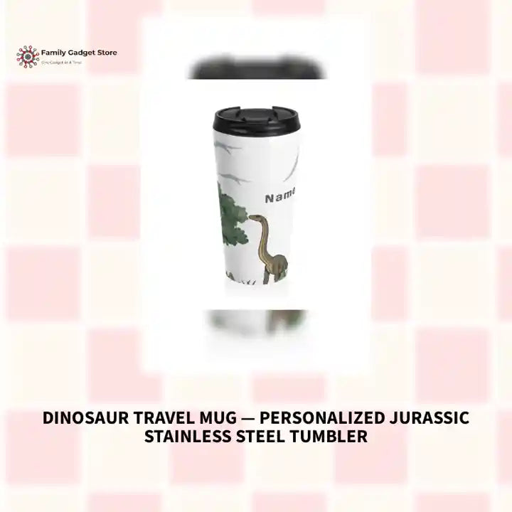 Dinosaur Travel Mug &mdash; Personalized Jurassic Stainless Steel Tumbler by@Outfy