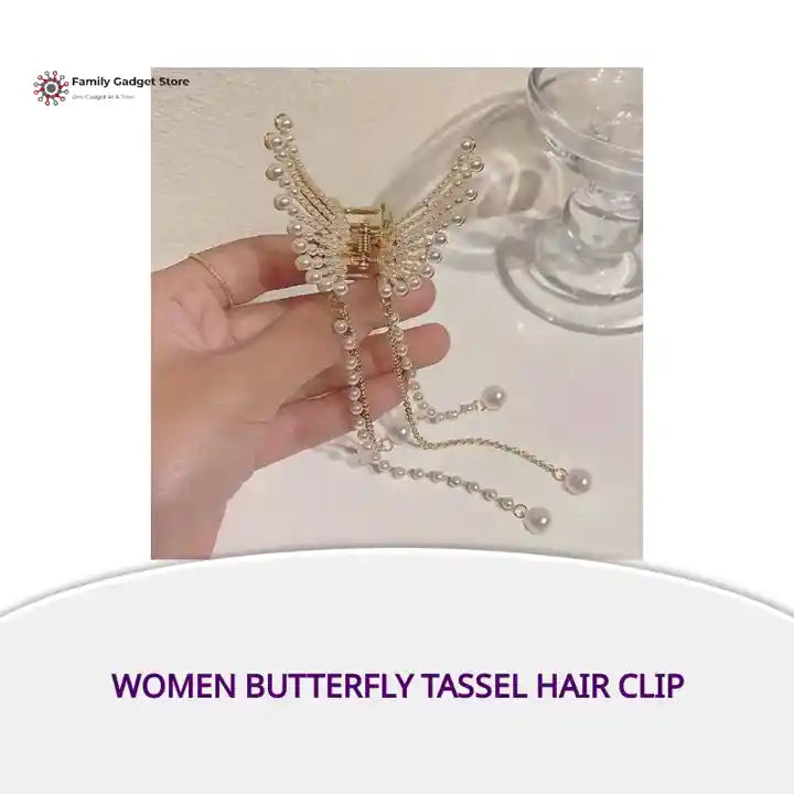Women Butterfly Tassel Hair Clip by@Outfy