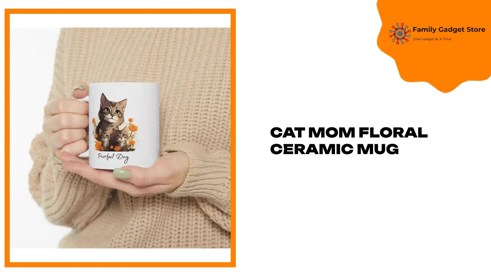Cat Mom Floral Ceramic Mug by@Outfy