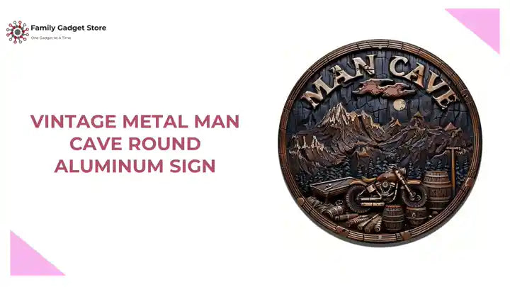 Vintage Metal Man Cave Round Aluminum Sign by@Outfy
