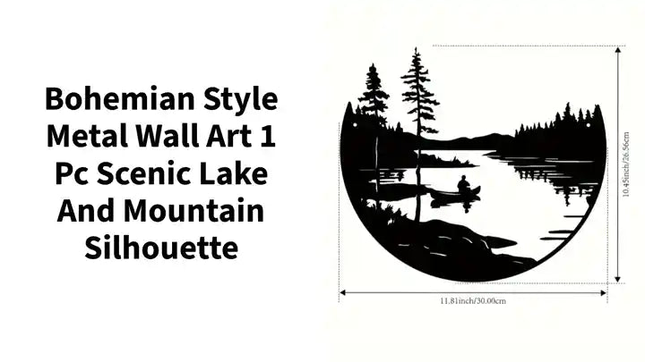 Bohemian Style Metal Wall Art 1 pc Scenic Lake and Mountain Silhouette by@Outfy