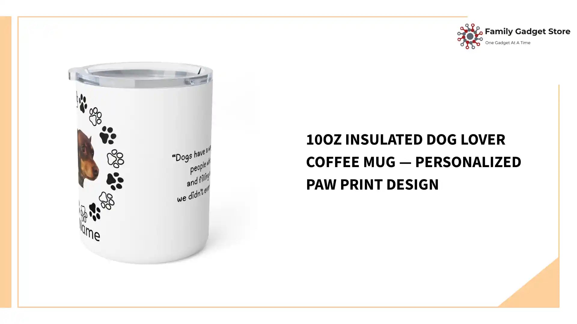 10oz Insulated Dog Lover Coffee Mug &mdash; Personalized Paw Print Design by@Outfy