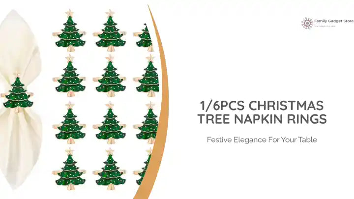 1/6Pcs Christmas Tree Napkin Rings by@Outfy