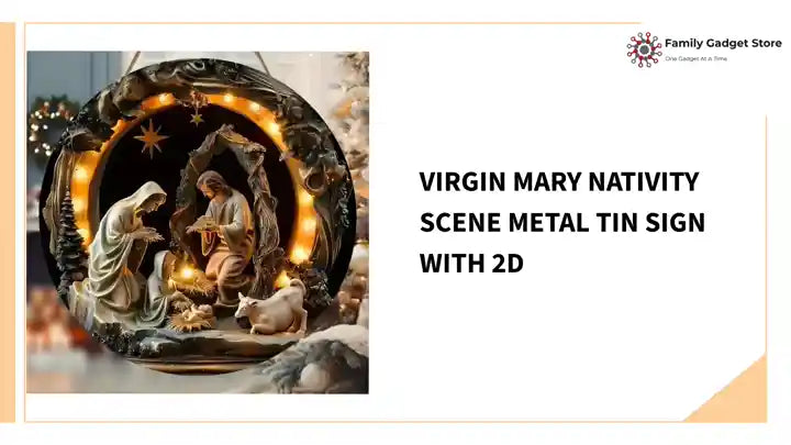 Virgin Mary Nativity Scene Metal Tin Sign with 2D by@Outfy