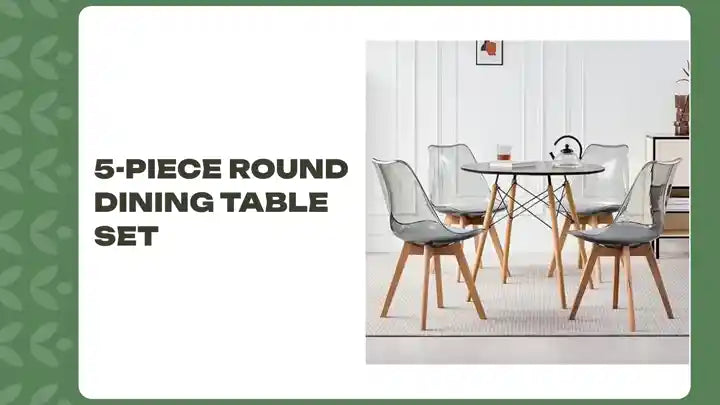 5-Piece Round Dining Table Set by@Outfy