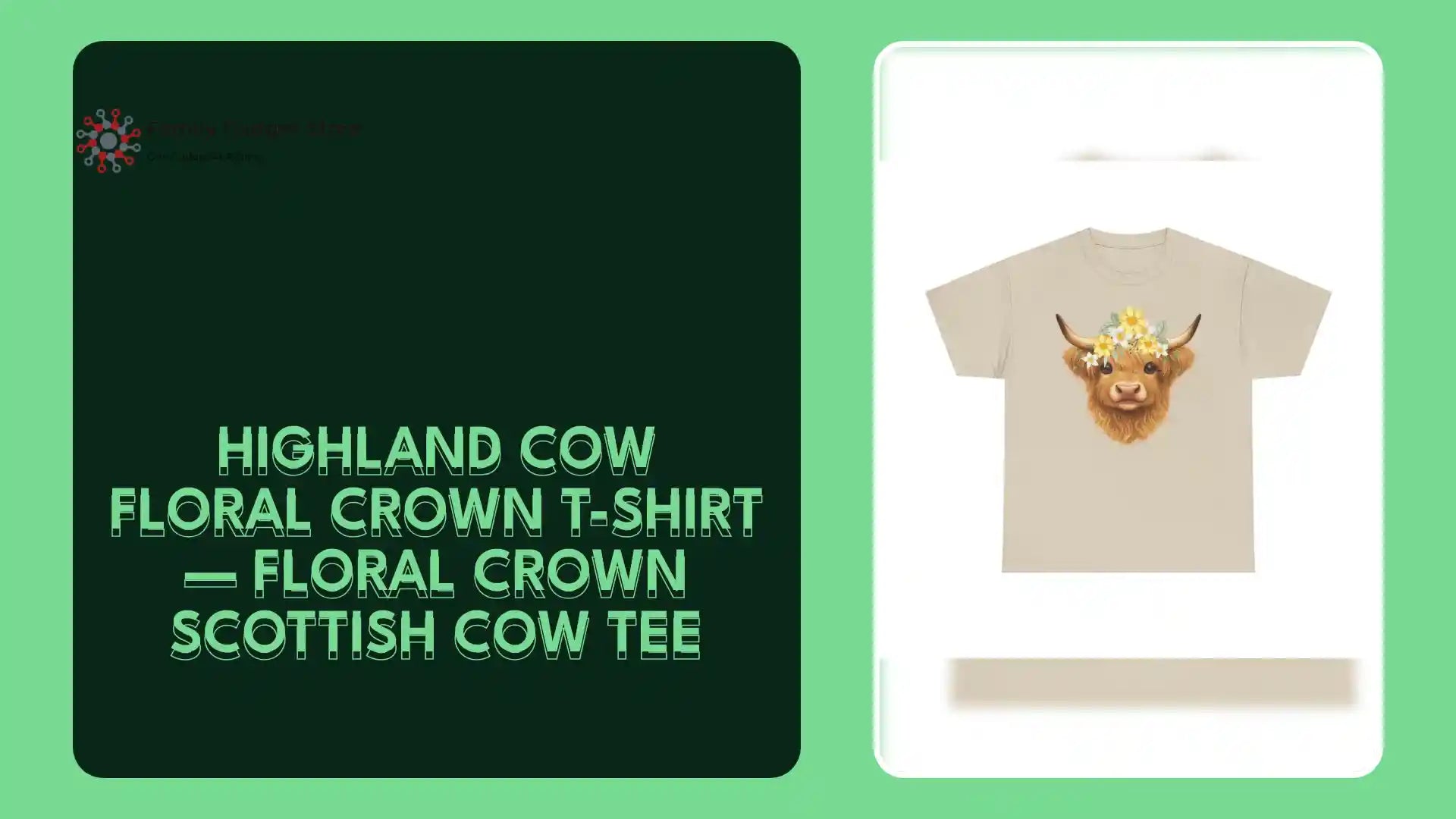 Highland Cow Floral Crown T-Shirt &mdash; Floral Crown Scottish Cow Tee by@Outfy