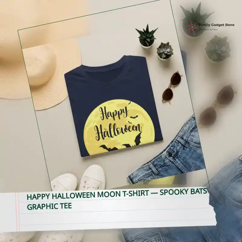 Happy Halloween Moon T-Shirt &mdash; Spooky Bats Graphic Tee by@Outfy