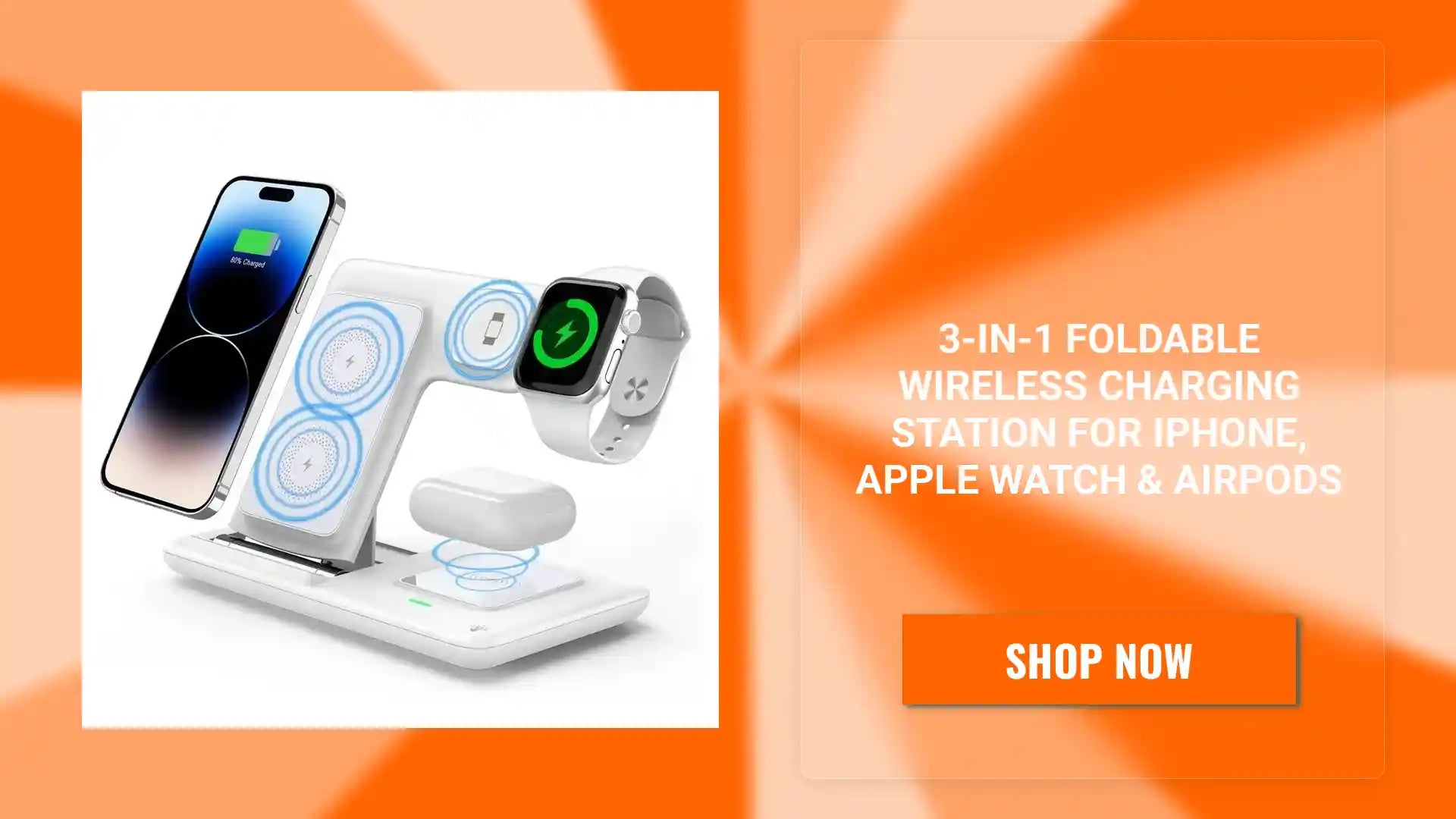 3-in-1 Foldable Wireless Charging Station for iPhone, Apple Watch &amp; AirPods by@Outfy