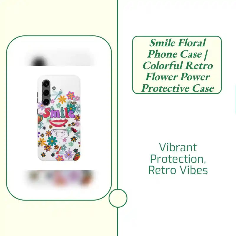 Smile Floral Phone Case | Colorful Retro Flower Power Protective Case by@Outfy