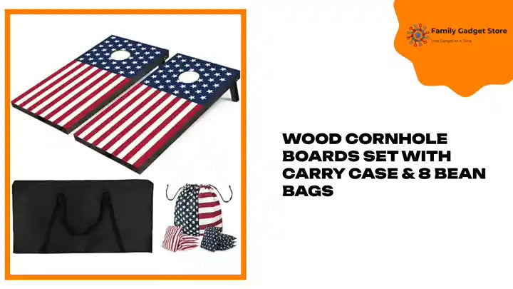 Wood Cornhole Boards Set with Carry Case &amp; 8 Bean Bags by@Outfy