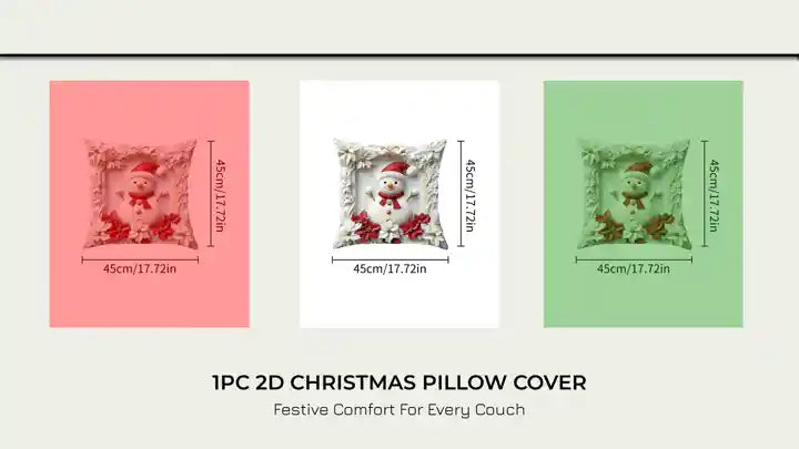 1pc 2D Christmas Pillow Cover by@Outfy