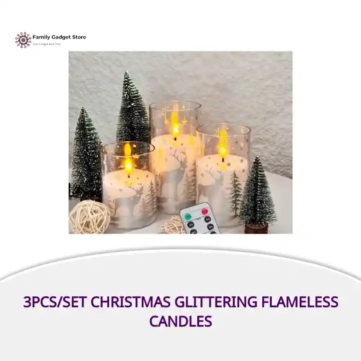 3pcs/Set Christmas Glittering Flameless Candles by@Outfy