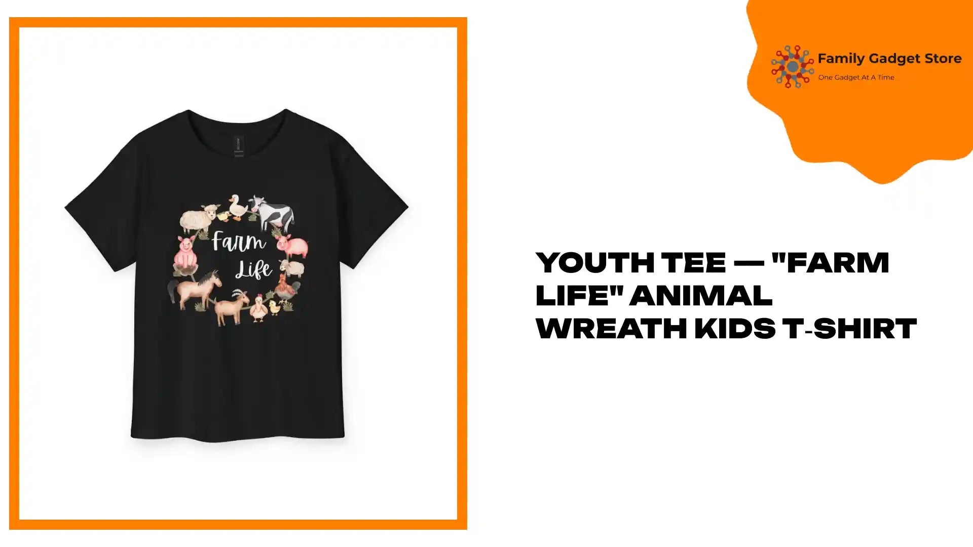Youth Tee &mdash; "Farm Life" Animal Wreath Kids T‑Shirt by@Outfy