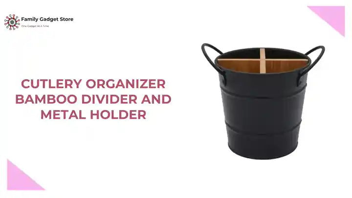 Cutlery Organizer Bamboo Divider and Metal Holder by@Outfy