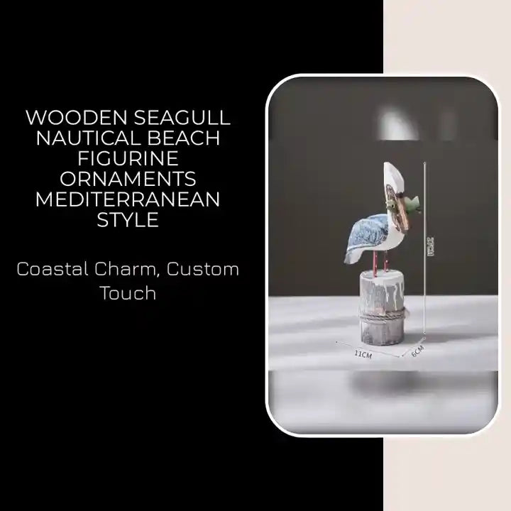 Wooden Seagull Nautical Beach Figurine Ornaments Mediterranean Style by@Outfy