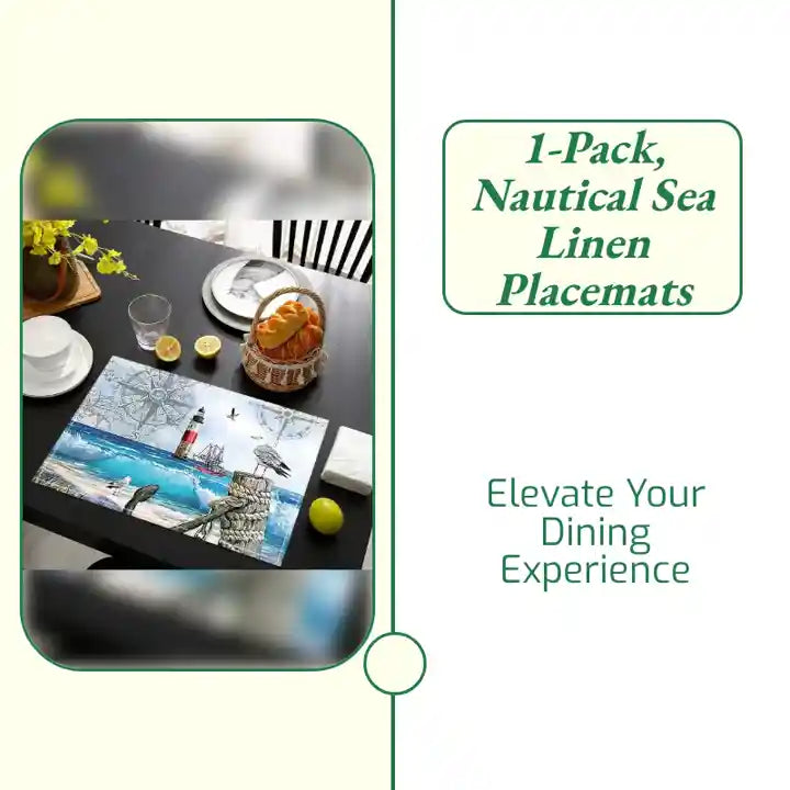 1-Pack, Nautical Sea Linen Placemats by@Outfy