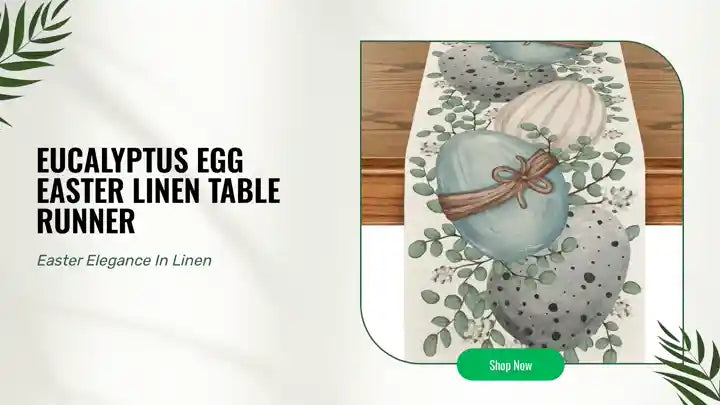 Eucalyptus Egg Easter Linen Table Runner by@Outfy