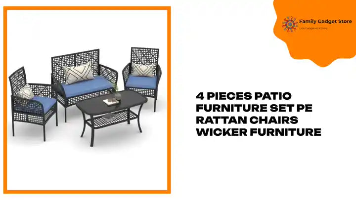4 Pieces Patio Furniture Set PE Rattan Chairs Wicker Furniture by@Outfy