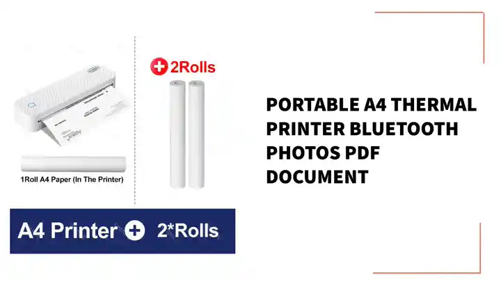 Portable A4 Thermal Printer Bluetooth Photos PDF Document by@Outfy