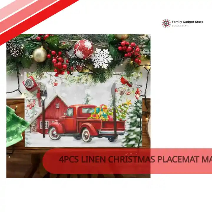 4pcs Linen Christmas Placemat Mat by@Outfy