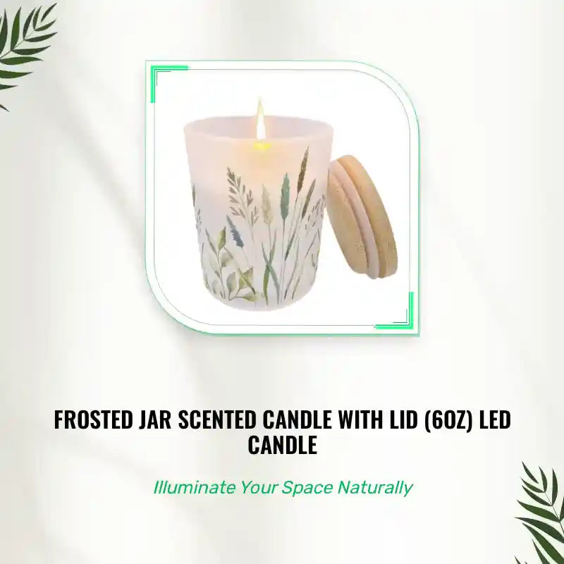 Frosted Jar Scented Candle with Lid (6oz) led candle by@Outfy
