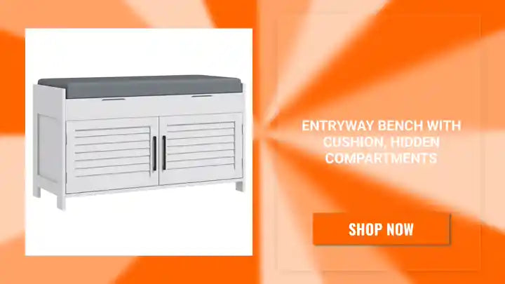 Entryway Bench with Cushion, Hidden Compartments by@Outfy