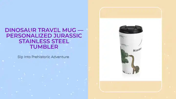 Dinosaur Travel Mug &mdash; Personalized Jurassic Stainless Steel Tumbler by@Outfy