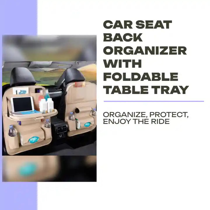 Car Seat Back Organizer with Foldable Table Tray by@Outfy