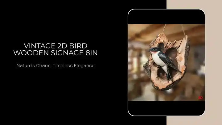 Vintage 2D Bird Wooden Signage 8in by@Outfy