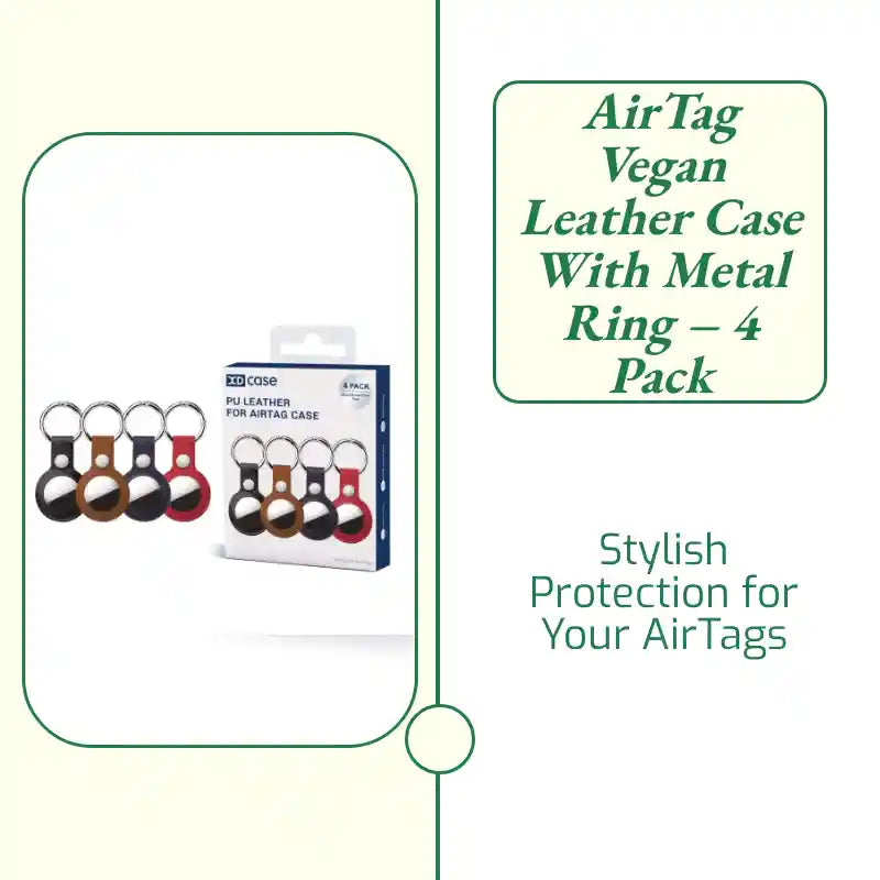 AirTag Vegan Leather Case with Metal Ring &ndash; 4 Pack by@Outfy