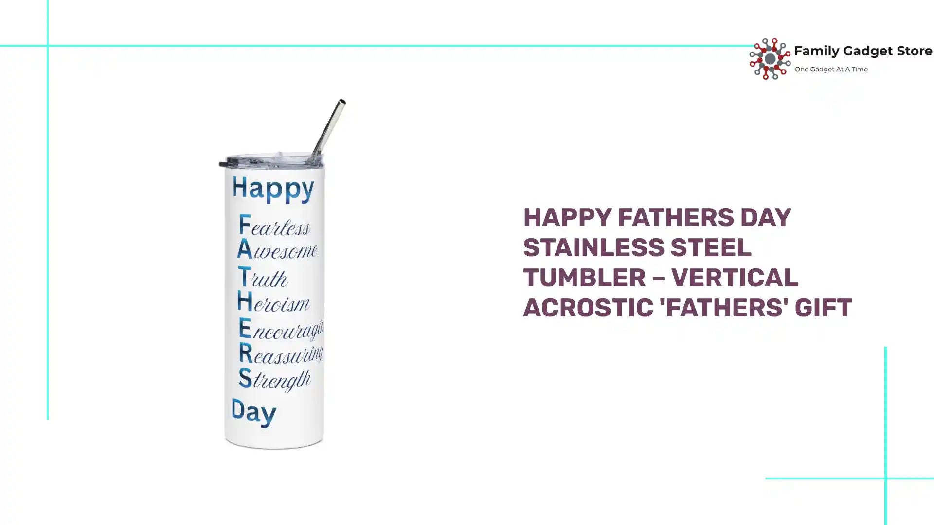 Happy Fathers Day Stainless Steel Tumbler &ndash; Vertical Acrostic 'FATHERS' Gift by@Outfy