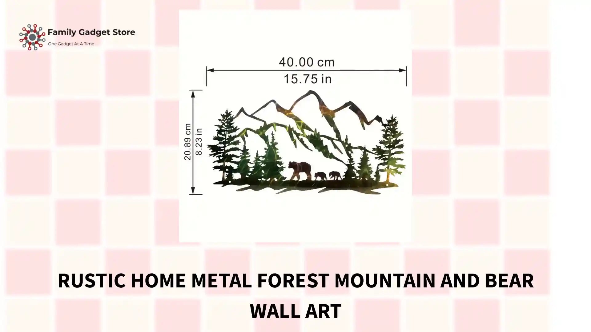 Rustic Home Metal Forest Mountain and Bear Wall Art by@Outfy