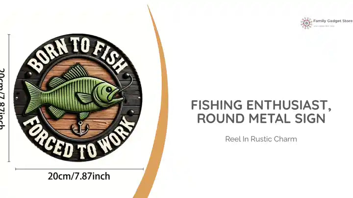 Fishing Enthusiast, Round Metal Sign by@Outfy