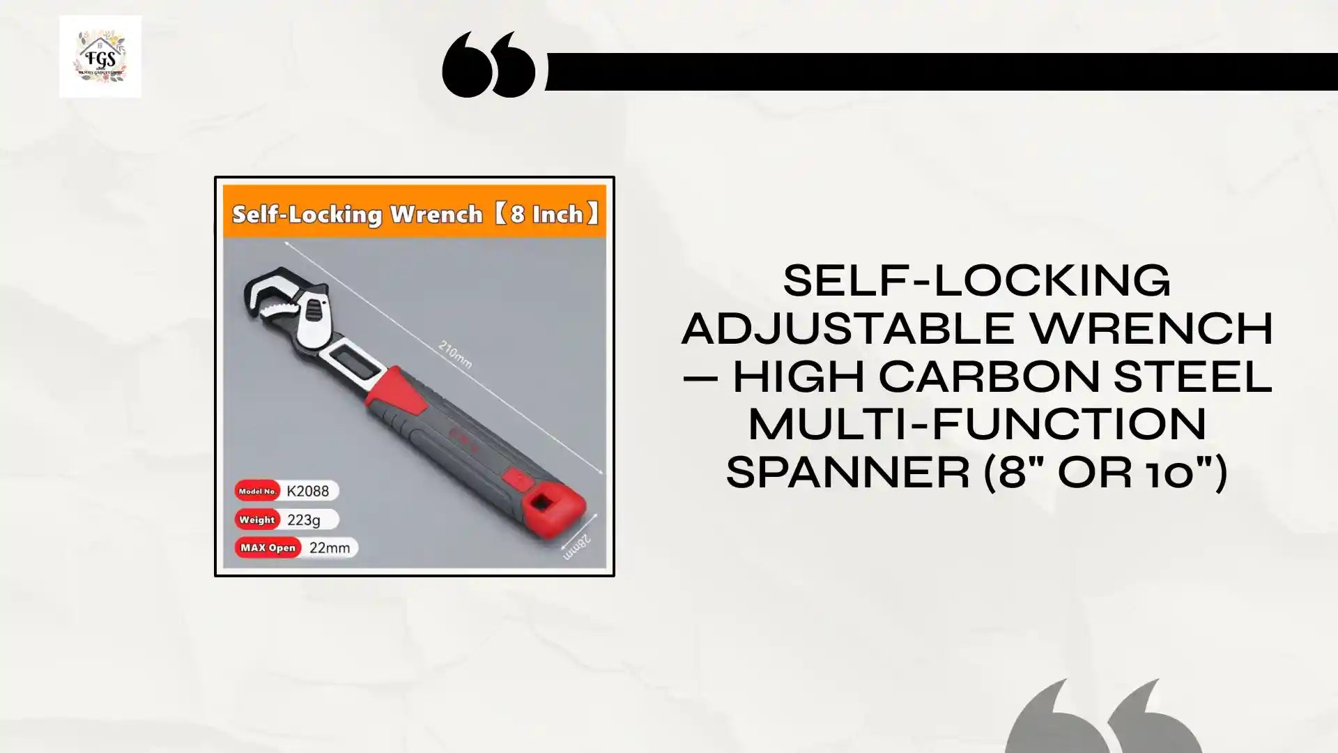 Self-Locking Adjustable Wrench &mdash; High Carbon Steel Multi-Function Spanner (8" or 10") by@Outfy