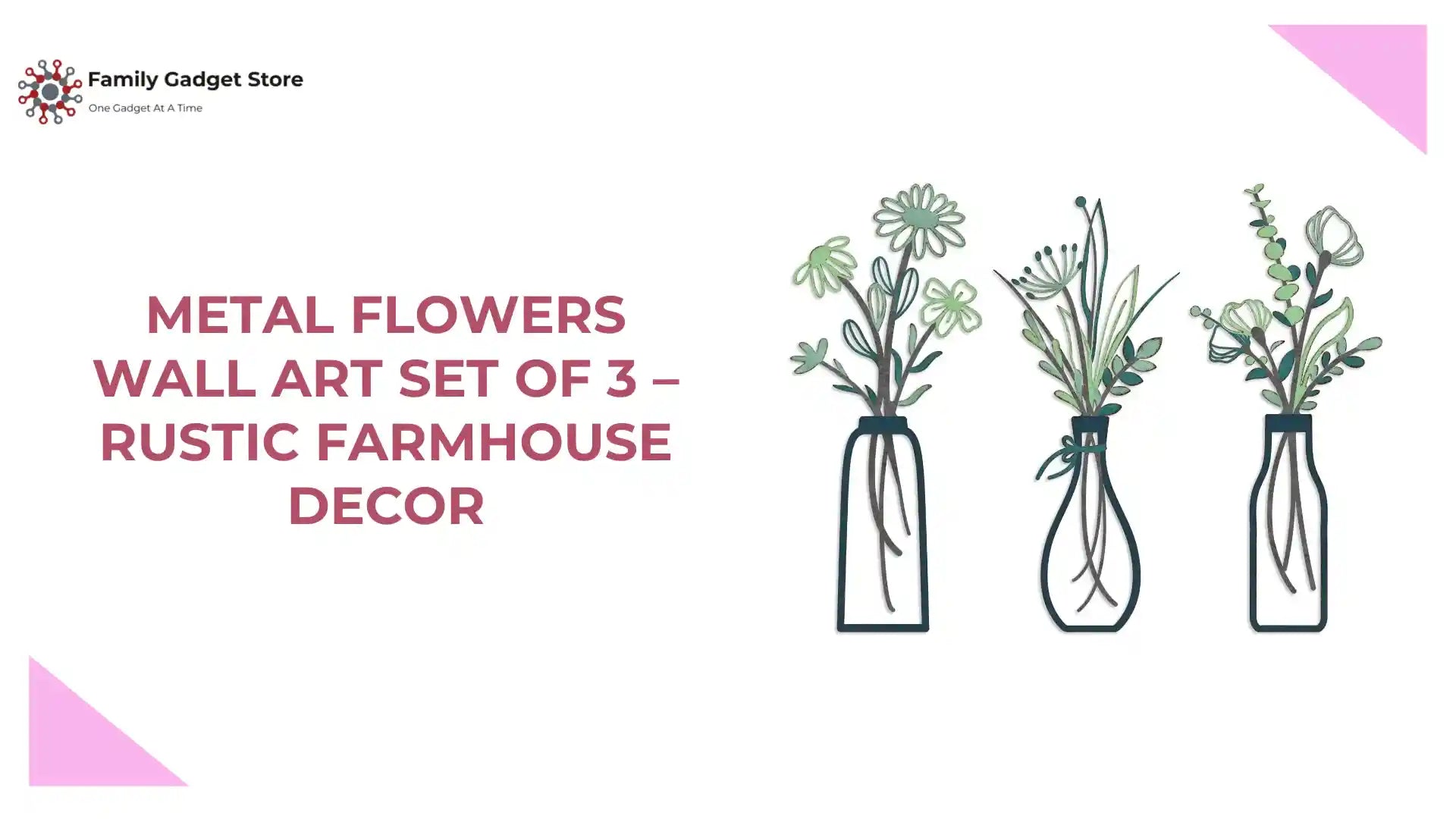 Metal Flowers Wall Art Set of 3 &ndash; Rustic Farmhouse Decor by@Outfy
