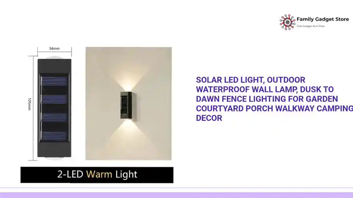 Solar LED Light, Outdoor Waterproof Wall Lamp, Dusk to Dawn Fence Lighting for Garden Courtyard Porch Walkway Camping Decor by@Outfy
