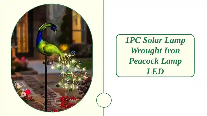 1PC Solar Lamp Wrought Iron Peacock Lamp LED by@Outfy