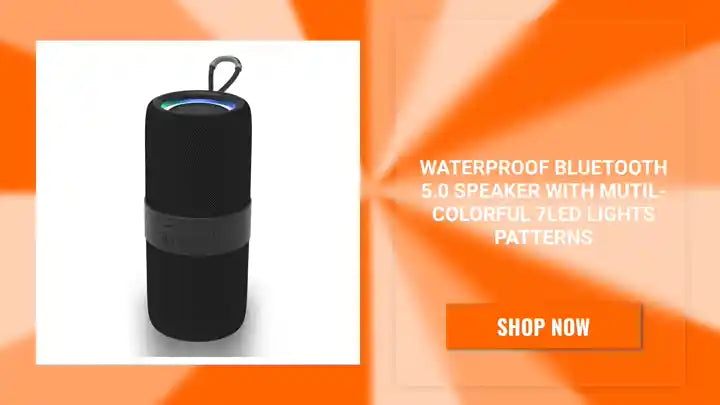 Waterproof Bluetooth 5.0 Speaker with Mutil-Colorful 7LED Lights Patterns by@Outfy