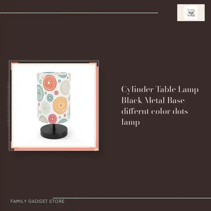 Cylinder Table Lamp Black Metal Base differnt color dots lamp by@Outfy