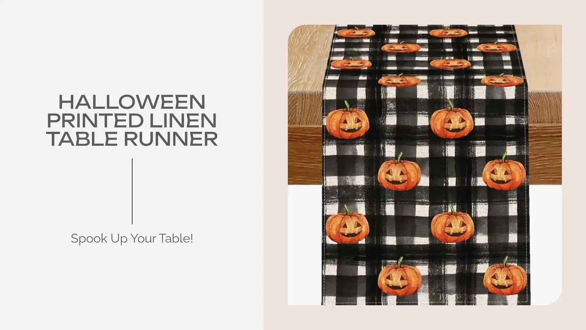 Halloween Printed Linen Table Runner by@Outfy