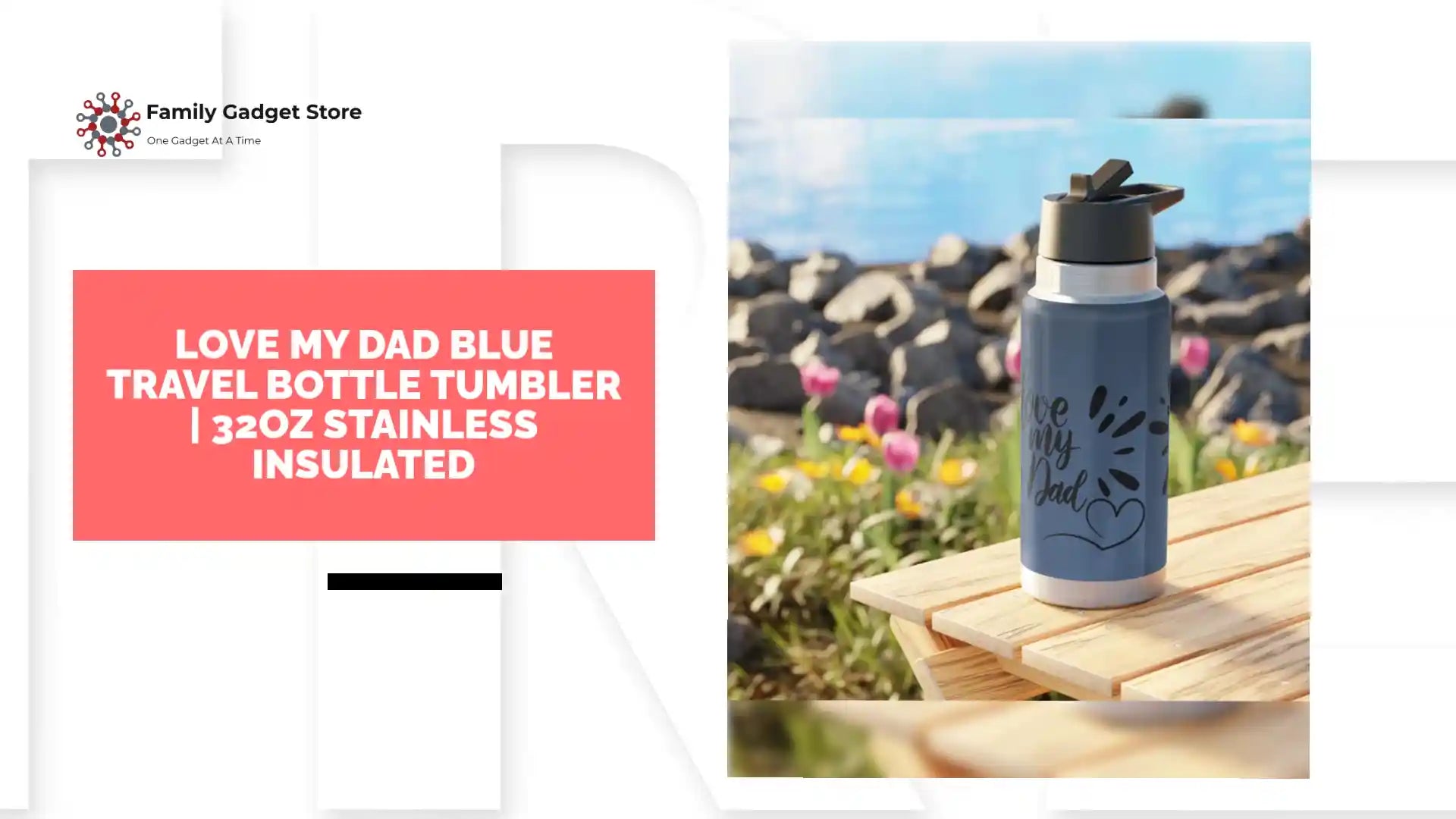 Love My Dad Blue Travel Bottle Tumbler | 32oz Stainless Insulated by@Outfy