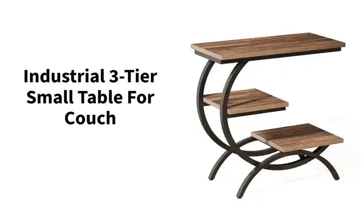 Industrial 3-Tier Small Table for Couch by@Outfy