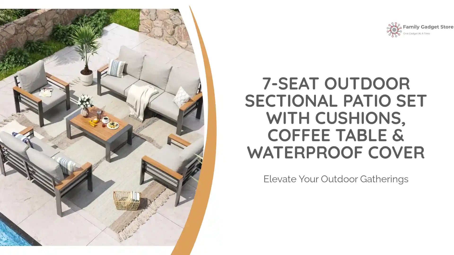 7-Seat Outdoor Sectional Patio Set with Cushions, Coffee Table &amp; Waterproof Cover by@Outfy