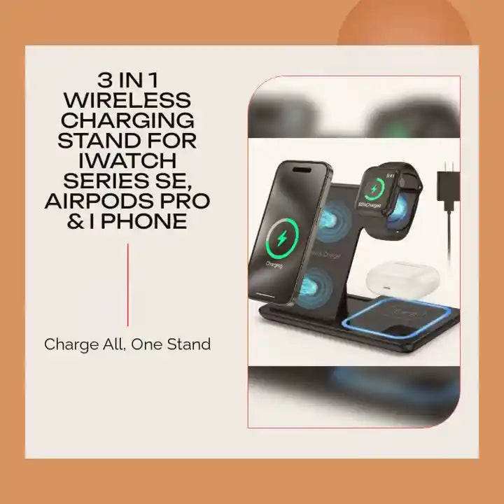 3 in 1 Wireless Charging Stand for IWatch Series SE, Airpods Pro &amp; I phone by@Outfy